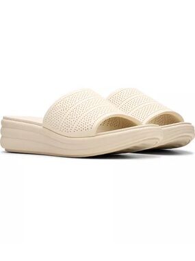 Clarks Cloudsteppers Cream Comfort Slide Sandals Women’s 11 Wide
